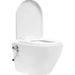 vidaXL Toilette murale sans rebord et réservoir caché Céramique