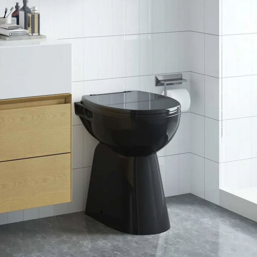 vidaXL Toilette sans rebord 7 cm hauteur supplémentaire Abattant amorti Céramique