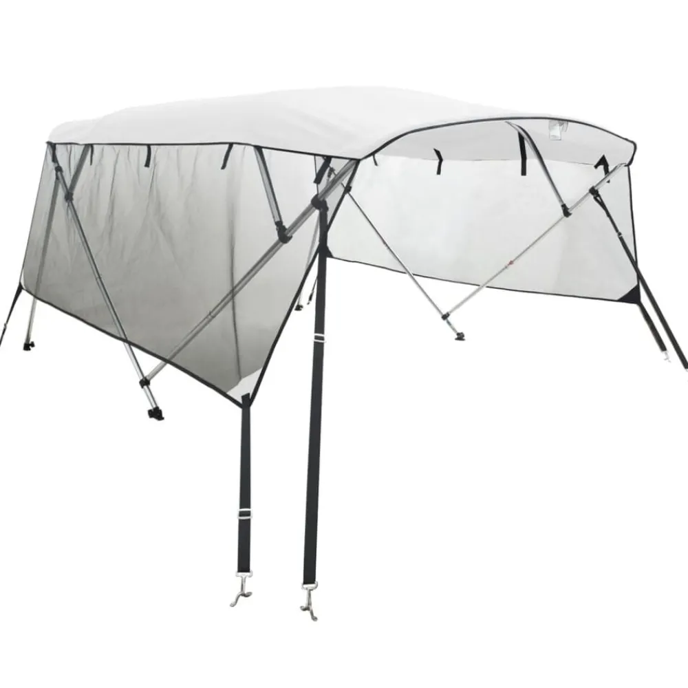 vidaXL Toit bimini à 4 arceaux parois en maille 243x(170-182)x137 cm