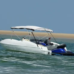 vidaXL Toit bimini à 4 arceaux parois en maille 243x(170-182)x137 cm
