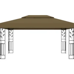 Pelouses & Jardins-vidaXL Tonnelle avec double toit 3x4 m 180 g/m² Taupe