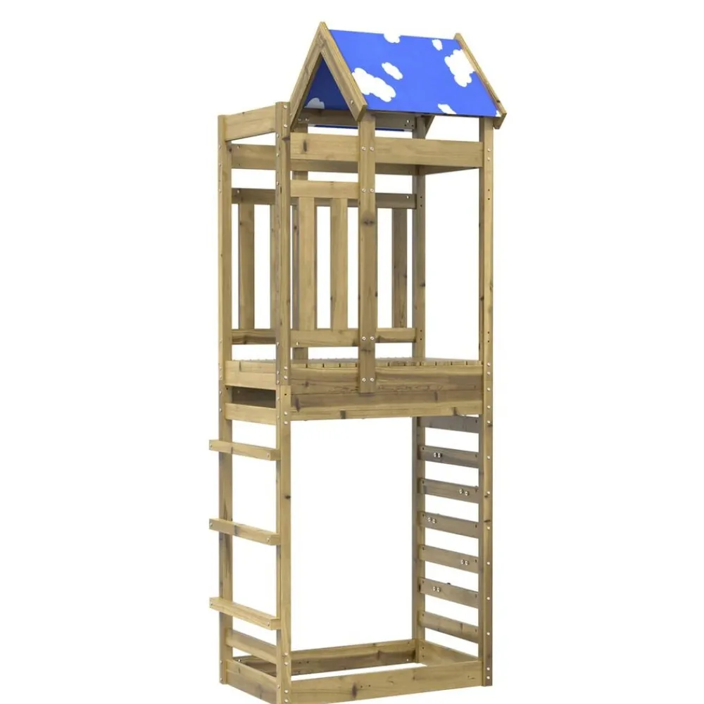 Jeux De Plein Air-vidaXL Tour de jeu Marron 85 x 52,5 x 239 cm Bois solide imprégné