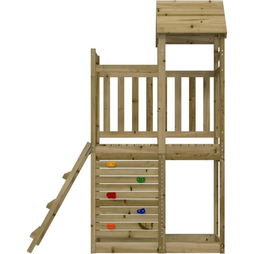 vidaXL Tour de jeu Marron 110,5 x 52,5 x 214 cm Bois solide imprégné