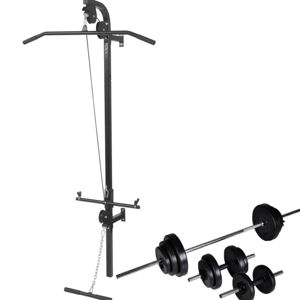 Entraînement & Fitness-vidaXL Tour de musculation murale avec jeu d'haltères et poids 30,5 kg