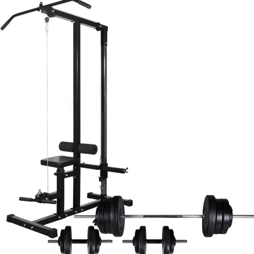 vidaXL Tour de musculation avec jeu d'haltères et poids 60,5 kg