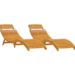 vidaXL Transat 2 pcs Marron 55 x 184 x 64cm Bois d'Acacia Massif