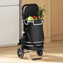 Bagages & Maroquinerie-vidaXL Trolley de shopping 36,5 x 46,5 x 100,5 cm Tissu Oxford Noir