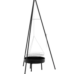 vidaXL Trépied de Feu de Camp 3 pcs Noir Acier
