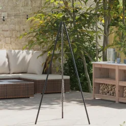 vidaXL Trépied de Feu de Camp Noir 92 x 92 x 151,5 cm Acier
