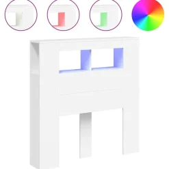 Lits & Accessoires-vidaXL Tête de lit à LED 100x18,5x103,5 cm bois d'ingénierie Blanc