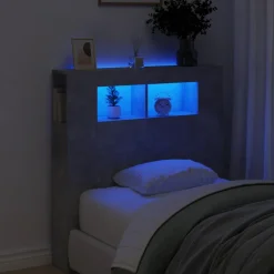 Lits & Accessoires-vidaXL Tête de lit à LED 100x18,5x103,5cm bois d'ingénierie Gris béton