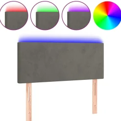 Lits & Accessoires-vidaXL Tête de lit à LED 80x5x78/88 cm Velours Gris foncé