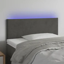 Lits & Accessoires-vidaXL Tête de lit à LED 80x5x78/88 cm Velours Gris foncé