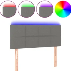 Lits & Accessoires-vidaXL Tête de lit à LED 80x5x78/88 cm Tissu Gris foncé