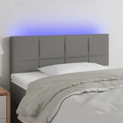 Lits & Accessoires-vidaXL Tête de lit à LED 80x5x78/88 cm Tissu Gris foncé