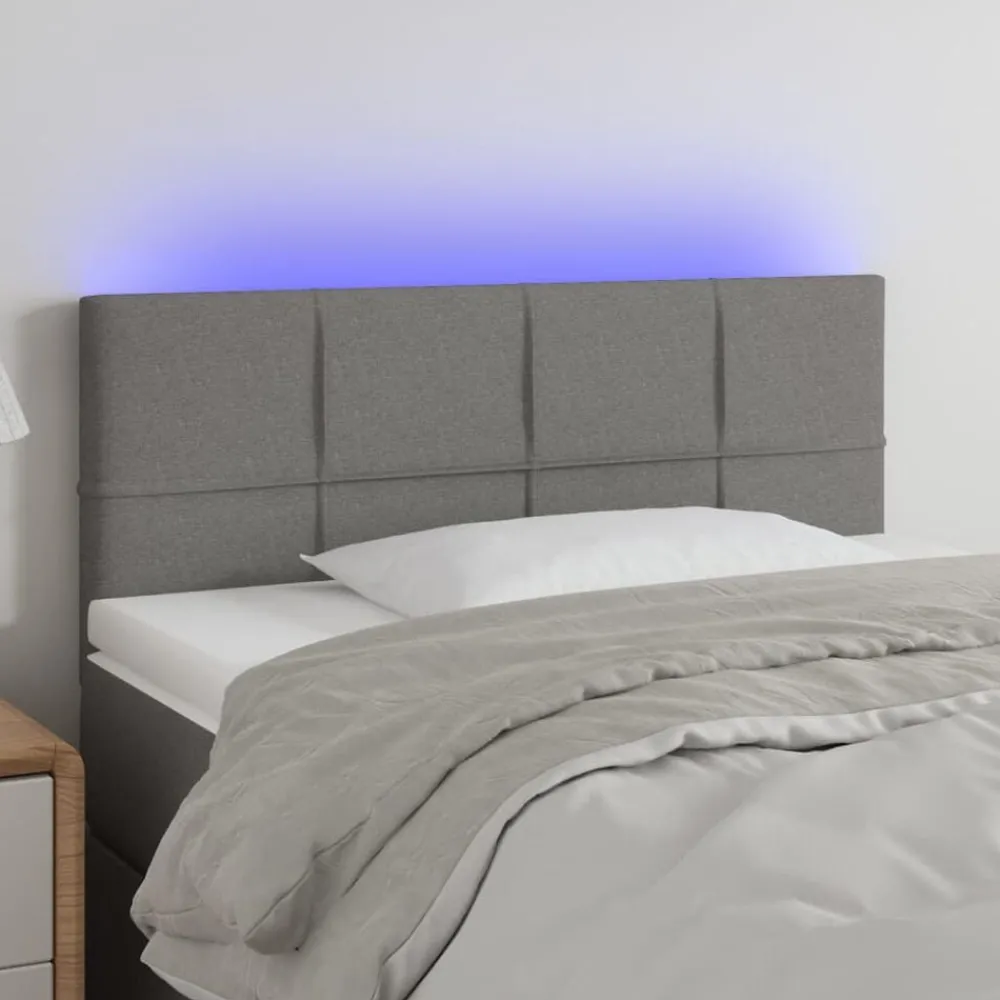 Lits & Accessoires-vidaXL Tête de lit à LED 80x5x78/88 cm Tissu Gris foncé