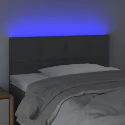 Lits & Accessoires-vidaXL Tête de lit à LED 80x5x78/88 cm Tissu Gris foncé