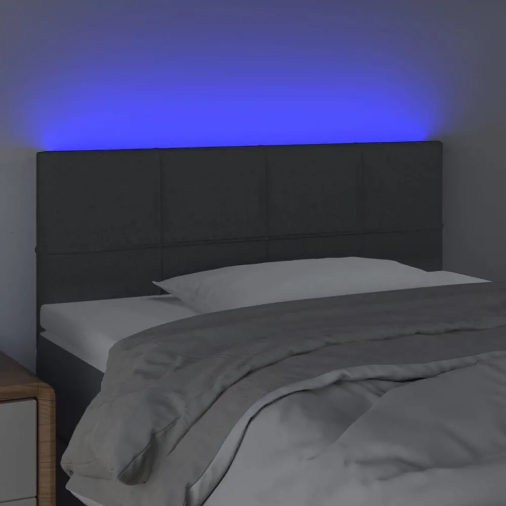 Lits & Accessoires-vidaXL Tête de lit à LED 80x5x78/88 cm Tissu Gris foncé