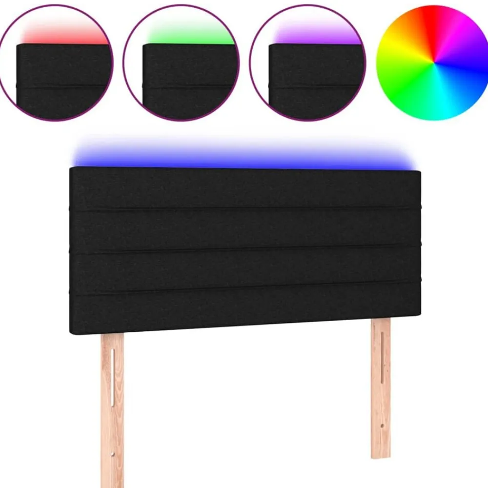 Lits & Accessoires-vidaXL Tête de lit à LED 80x5x78/88 cm Tissu Noir
