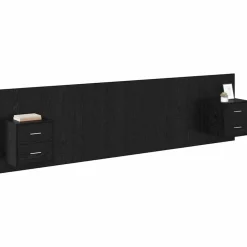 Lits & Accessoires-vidaXL Tête de lit avec armoire 3 pcs Chêne noir Bois d'ingénierie Ch&ecirc;ne noir