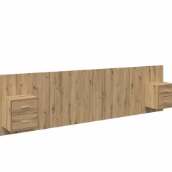 Lits & Accessoires-vidaXL Tête de lit avec armoire avec tiroir 3 pcs Chêne artisanal ch&ecirc;ne artisanal
