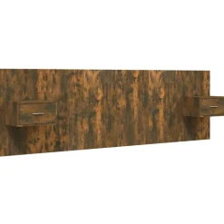 Lits & Accessoires-vidaXL Tête de lit avec armoires Chêne fumé Bois d'ingénierie Ch&ecirc;ne fumé