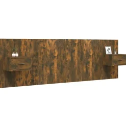 Lits & Accessoires-vidaXL Tête de lit avec armoires Chêne fumé Bois d'ingénierie Ch&ecirc;ne fumé
