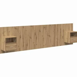 Lits & Accessoires-vidaXL Tête de lit avec armoire avec tiroir 3 pcs Chêne artisanal ch&ecirc;ne artisanal