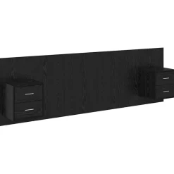 Lits & Accessoires-vidaXL Tête de lit avec armoire 3 pcs Chêne noir Bois d'ingénierie Ch&ecirc;ne noir