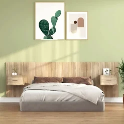 Lits & Accessoires-vidaXL Tête de lit avec armoires Chêne sonoma Bois d'ingénierie Ch&ecirc;ne sonoma