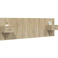 Lits & Accessoires-vidaXL Tête de lit avec armoires Chêne sonoma Bois d'ingénierie Ch&ecirc;ne sonoma