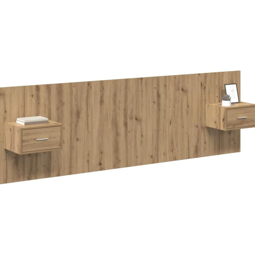 Lits & Accessoires-vidaXL Tête de lit avec armoire avec tiroir 3 pcs Chêne artisanal chêne artisanal