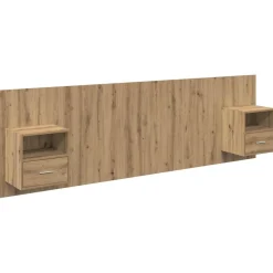 Lits & Accessoires-vidaXL Tête de lit avec armoire avec tiroir 3 pcs Chêne artisanal ch&ecirc;ne artisanal