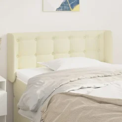 Lits & Accessoires-vidaXL Tête de lit avec oreilles Crème 83x16x78/88 cm Similicuir Cr&egrave;me