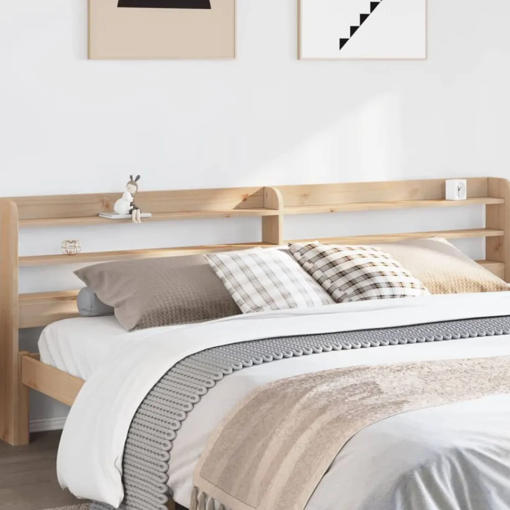 Lits & Accessoires-vidaXL Tête de lit avec étagères 200 cm bois massif de pin Naturel