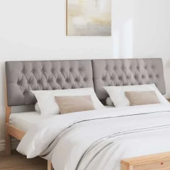 Lits & Accessoires-vidaXL Tête de lit capitonnée Taupe 200 cm Pin massif Marron et taupe