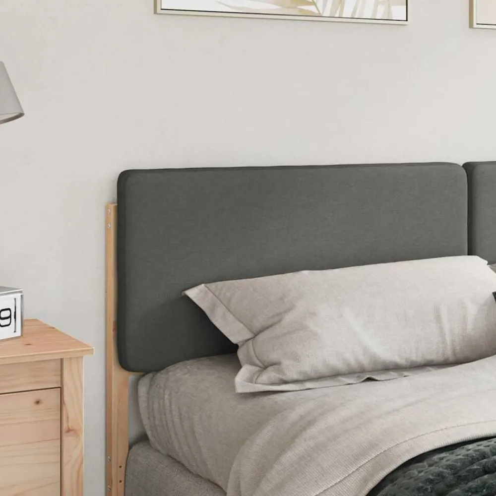 Lits & Accessoires-vidaXL Tête de lit capitonnée 200 cm Pin massif Marron et gris clair