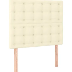 Lits & Accessoires-vidaXL Tête de lit Crème 80x5x118/128 cm Similicuir Cr&egrave;me