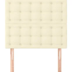 Lits & Accessoires-vidaXL Tête de lit Crème 80x5x118/128 cm Similicuir Cr&egrave;me