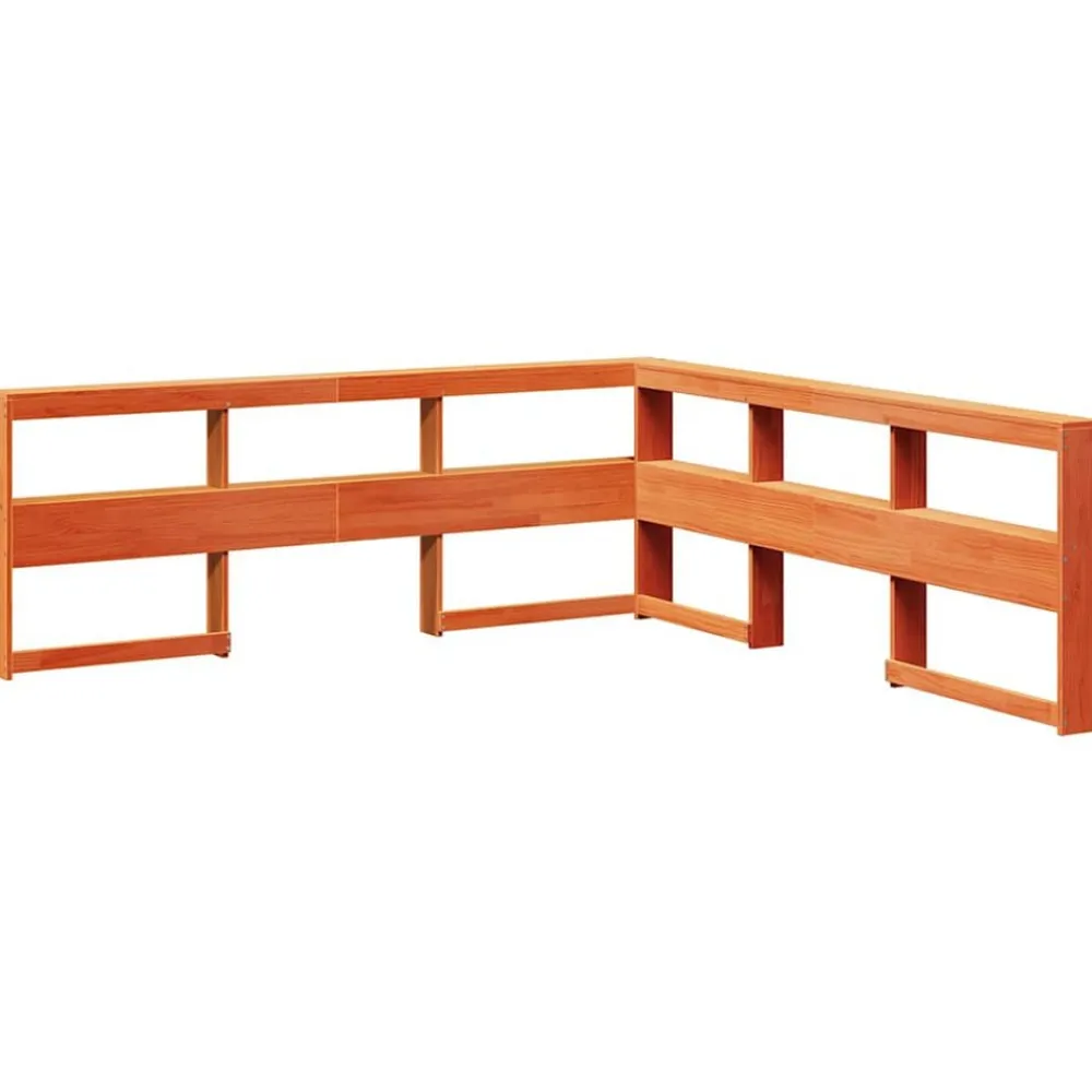 Lits & Accessoires-vidaXL Tête de lit de bibliothèque en forme de L bois massif de pin Marron cire
