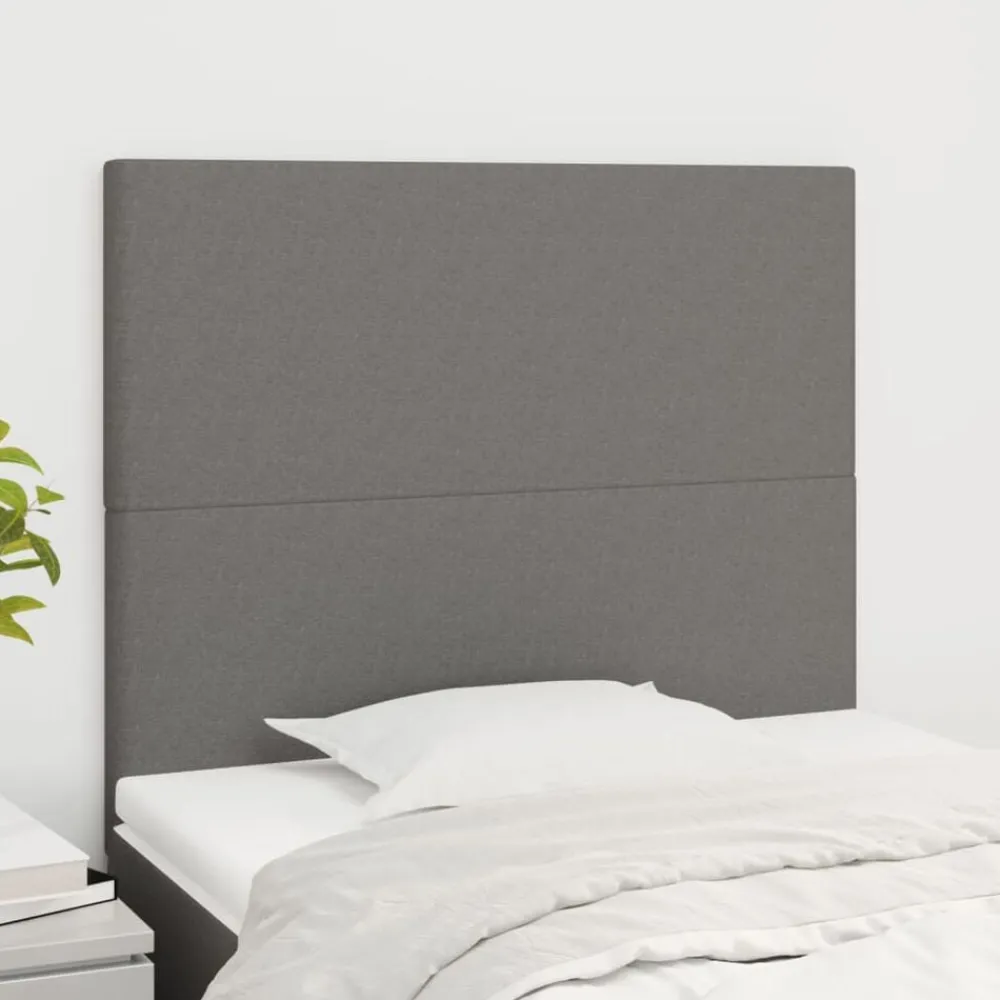 Lits & Accessoires-vidaXL Tête de lit 80x5x118/128 cm Tissu Gris foncé