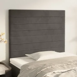 Lits & Accessoires-vidaXL Tête de lit 80x5x118/128 cm Velours Gris foncé