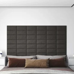 Matériaux De Construction-vidaXL Tête de lit murale 12 pcs 30 x 15 cm tissu Gris foncé
