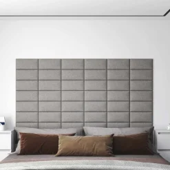 Matériaux De Construction-vidaXL Tête de lit murale 12 pcs 30 x 15 cm tissu Gris clair