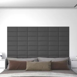 Matériaux De Construction-vidaXL Tête de lit murale 12 pcs 30 x 15 cm tissu Gris