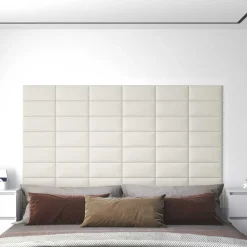 vidaXL Tête de lit murale 12 pcs Crème 30 x 15 cm Velours