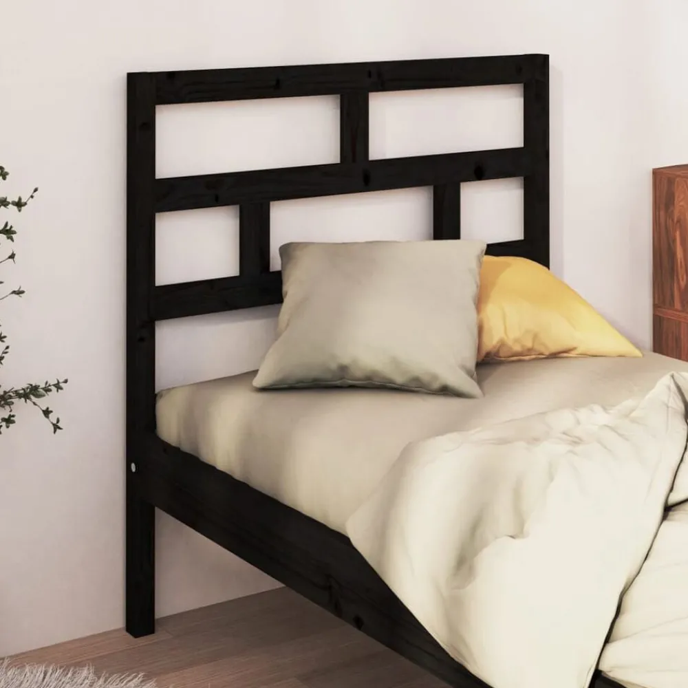 Lits & Accessoires-vidaXL Tête de lit 81x4x100 cm Bois massif de pin Noir