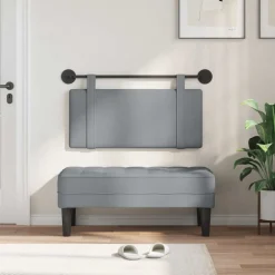 Lits & Accessoires-vidaXL Tête de lit suspendue Uni 90 x 55 x 5 cm tissu Gris clair