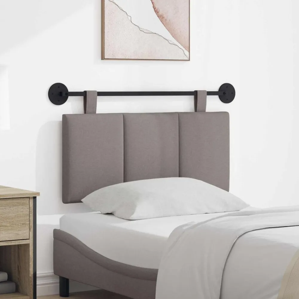 Lits & Accessoires-vidaXL Tête de lit suspendue Montage mural 90 x 55 x 5 cm tissu Taupe