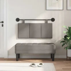 Lits & Accessoires-vidaXL Tête de lit suspendue Montage mural 90 x 55 x 5 cm tissu Taupe